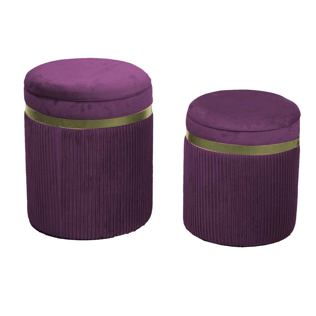 Puff in velluto viola tondo ø39h49 cm
