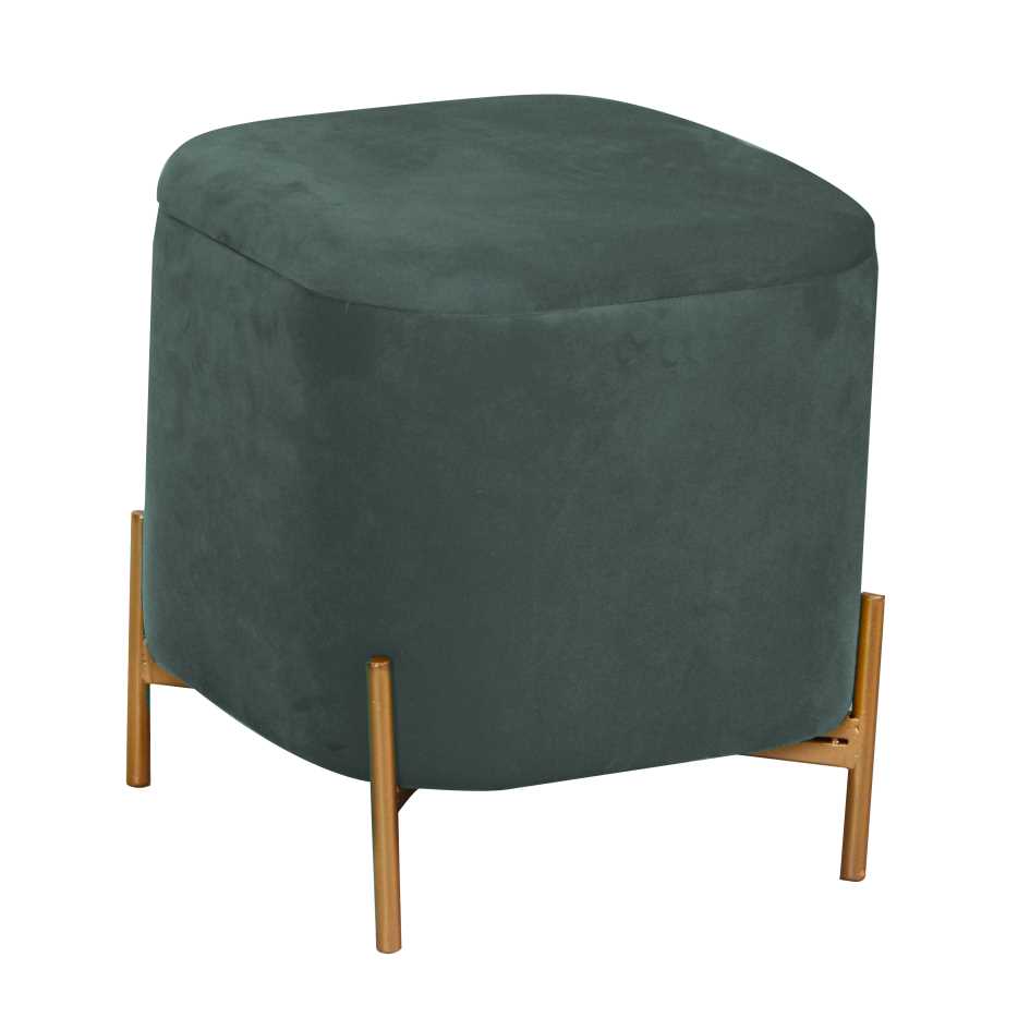 Puff in velluto verde salvia 38x38x45 cm