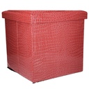 Puff rosso quadrato in ecopelle 30x30x30 cm