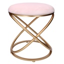 Puff in metallo e velluto cipria tondo ø36x42 cm