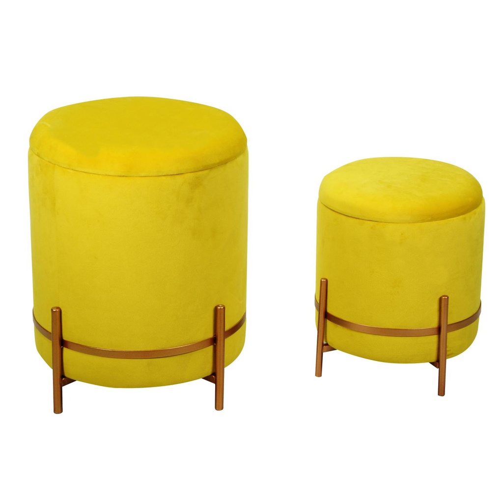 Puff in velluto giallo ø39h49