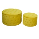 Puff in velluto giallo ø70h42