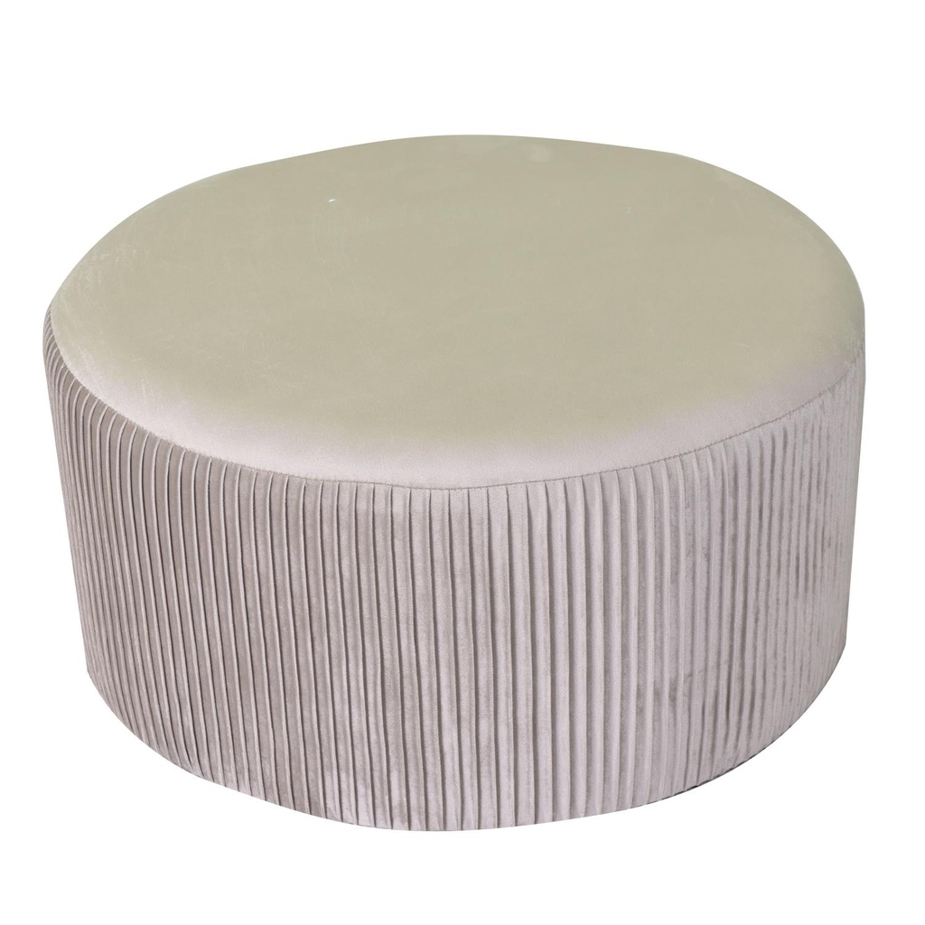 Puff in velluto beige tondo ø56h28