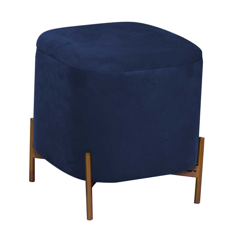 Puff in velluto blu cm38x38h45