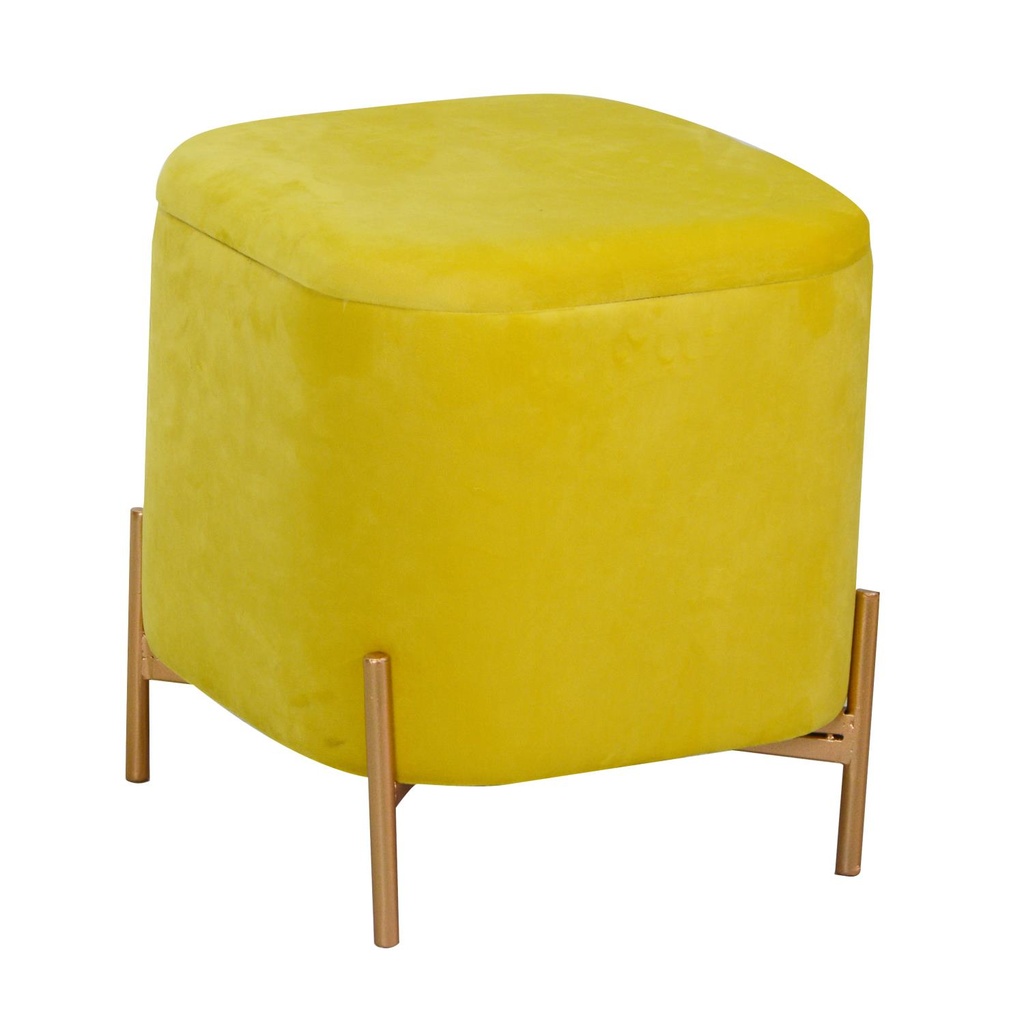 Puff in velluto giallo 38x38x45 cm