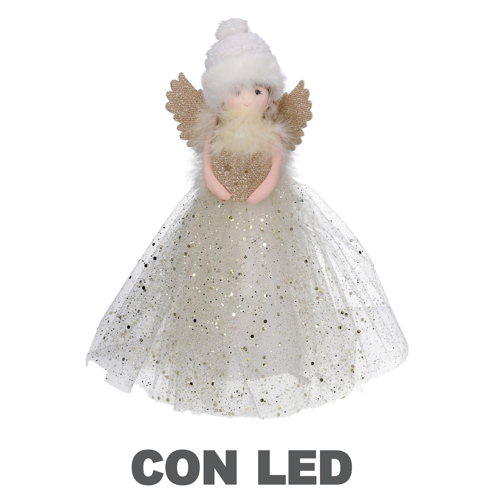 Lampada a LED in tessuto bambolina oro 6x14x30 cm