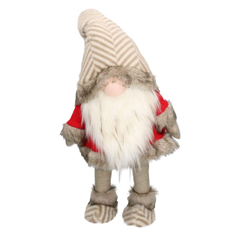 Pupazzo Tessuto Gnomo Grigio Rosso 35x25x90 cm