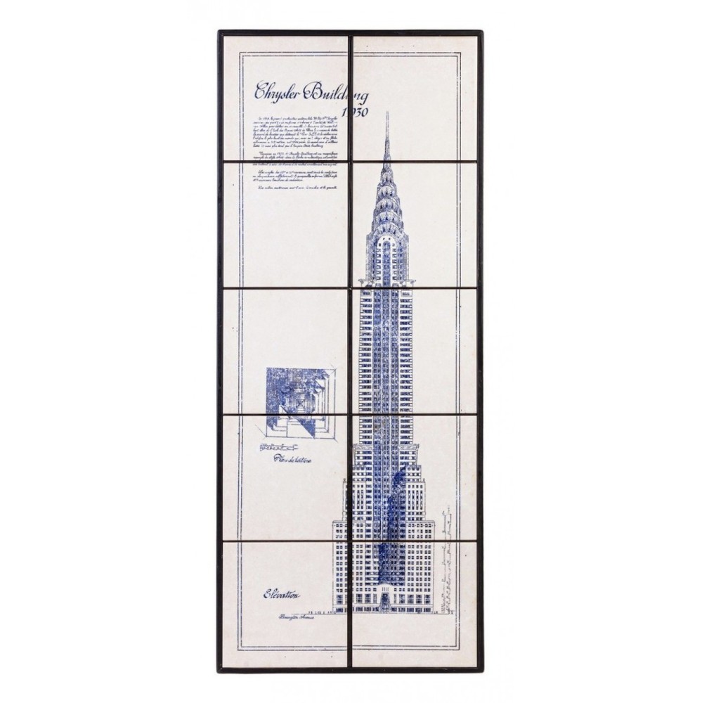 Quadro Chrysler Building in Legno e Piastrelle di Ceramica 43x104x400h cm