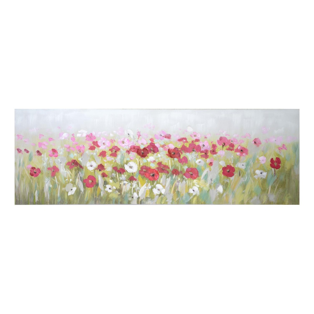 Quadro dipinto fiori rettangolare 150x50x4 cm