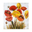 Quadro moderno dipinto papaveri e fiori gialli 80x80x4 cm
