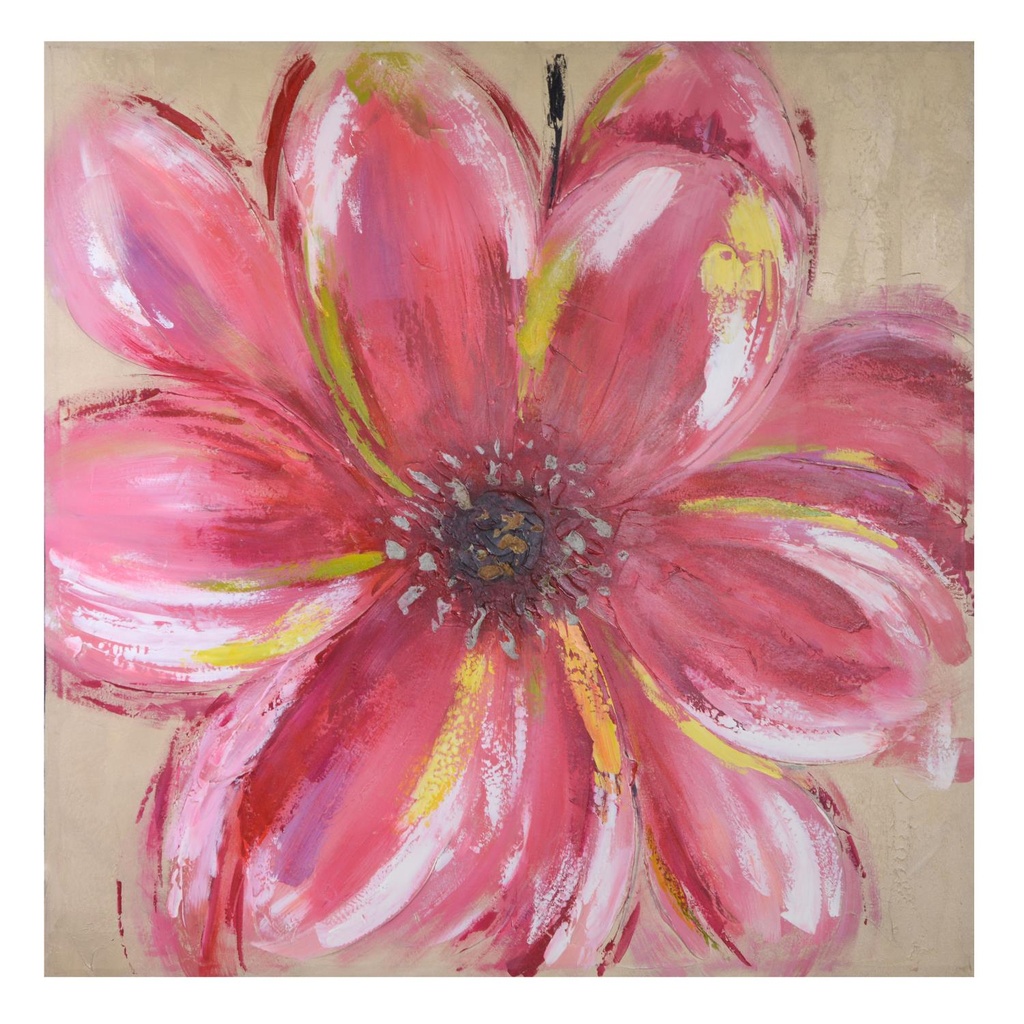 Quadro Fiore Rosa - Dimensioni 100x100 cm