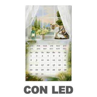 Quadro LED con calendario bianco rettangolare 30x50x1,8 cm