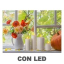 Quadro led fiori bianco rettangolare 40x30x1,8 cm