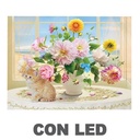 Quadro LED Vaso di Fiori Bianco Rettangolare 40x30x1,8 cm