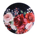 Quadro legno fiori rosso tondo ø80h2,6
