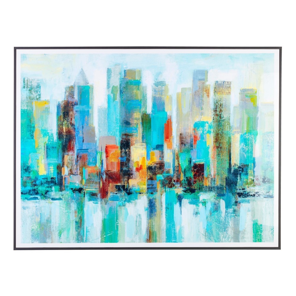 Quadro skyline city con cornice 120x90 cm