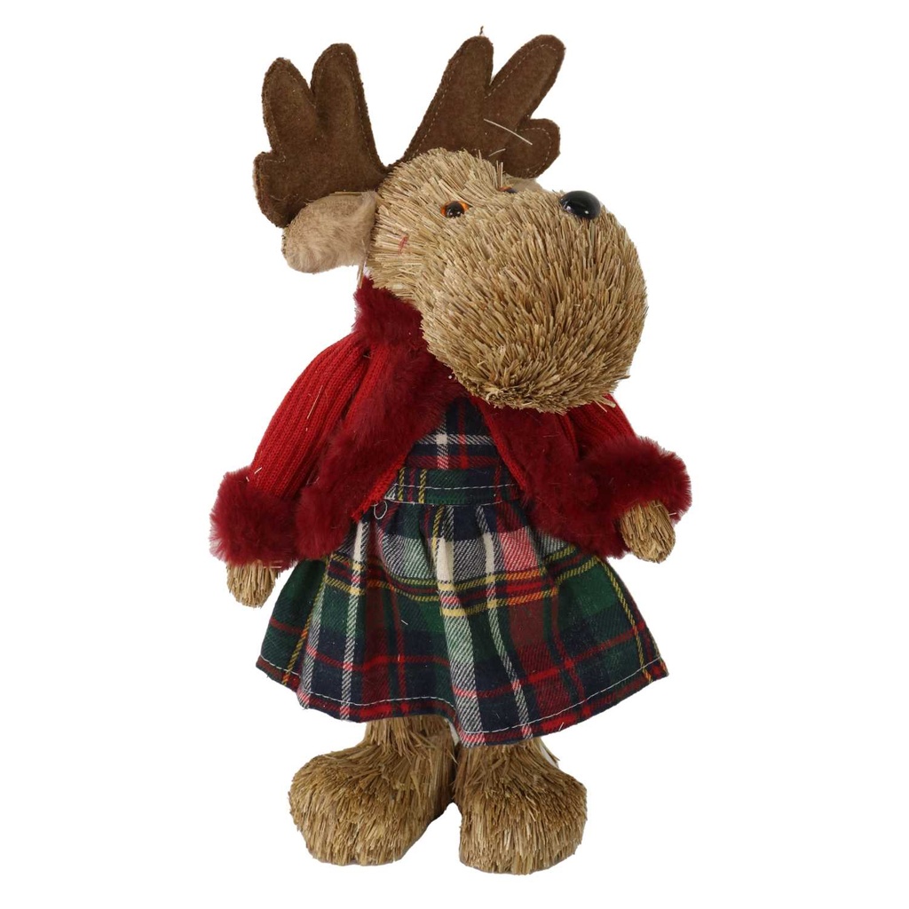 Renna tessuto rosso e verde cm18x10h30