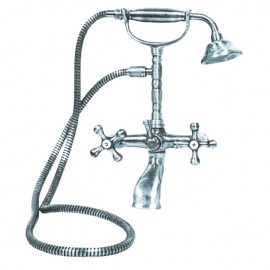 Rubinetto miscelatore vasca da bagno con doccetta cromo h.32x18x16 cm