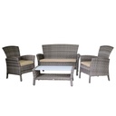 Salotto Amalia Polyrattan grigio con cuscini - Dimensioni: Poltrona: 68x68x85 cm, Divano: 124x72x85 cm, Tavolo: 90x45x38 cm