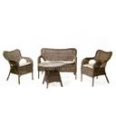 Salotto da giardino grigio 4 pezzi - Poltrone 67x72x89cm, Divano 120x72x89cm, Tavolino 75x58cm