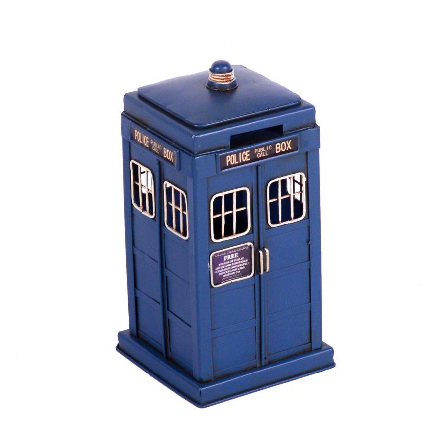 Salvadanaio Metallo Police Box 12x12x23 cm