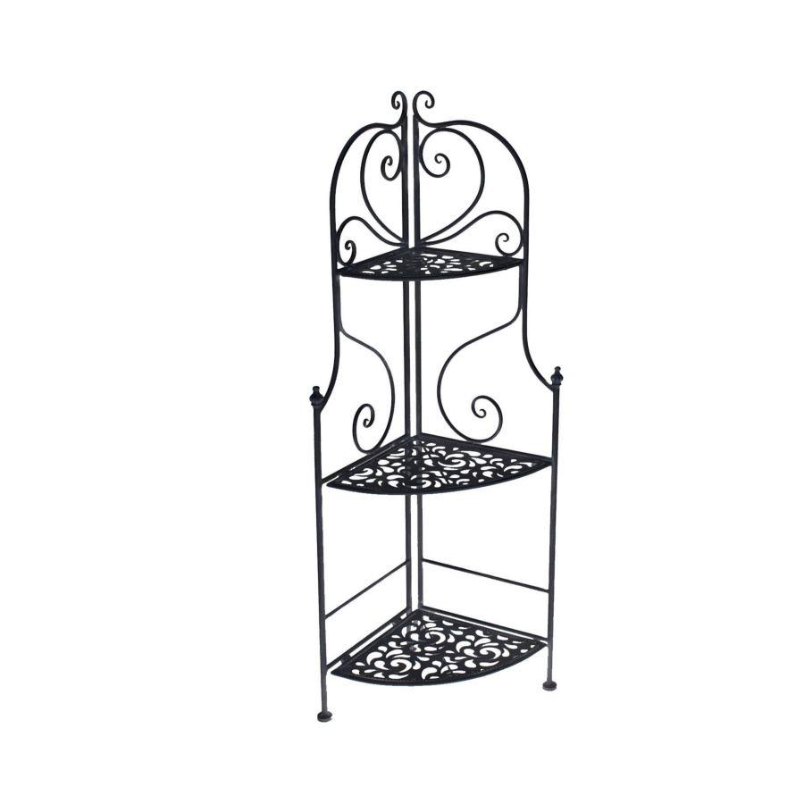 Scaffale metallo ad angolo nero 3 piani cm48x33h120