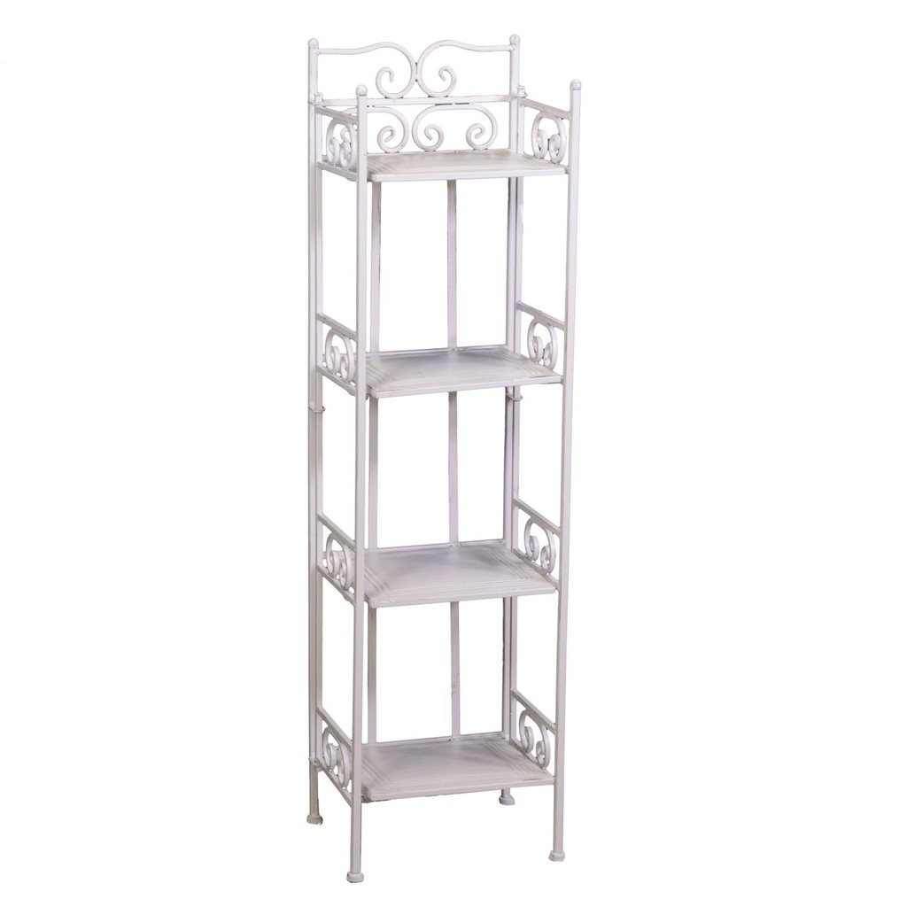 Scaffale Metallo New Jessica Stretto 4 Piani Bianco Brush cm27x23h104