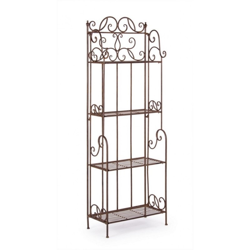 Scaffale pieghevole con quattro ripiani in acciaio marrone 57x28x h164 cm