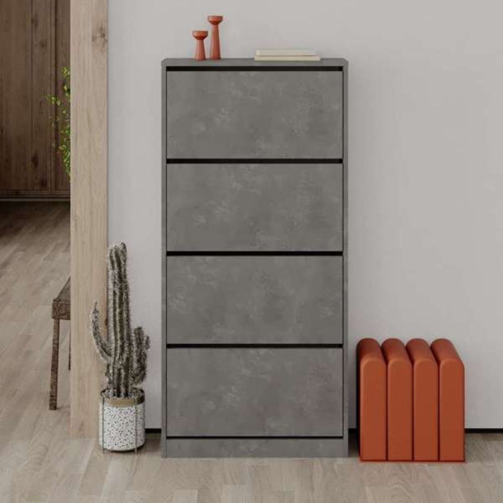 Scarpiera a ribalta retro grey con 4 ante L73 x P26 x 154.5H cm