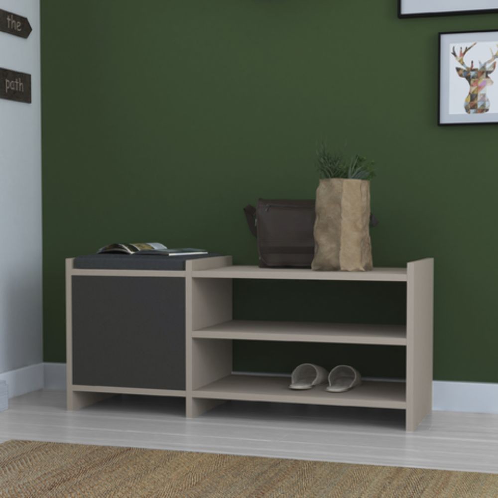 Scarpiera con Anta Antracite, Colore Light Mocha  44x100x35 cm