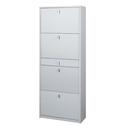 Scarpiera con 4 ante e 1 cassetto Bianco Cenere 63x29x164 cm