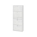 Scarpiera con 4 ante e 1 cassetto, Bianco Ossido, 63x29x164 cm
