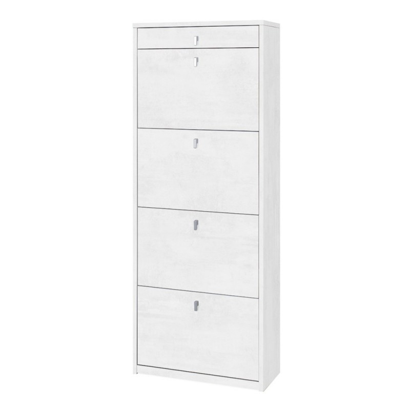 Scarpiera con quattro ante e un cassetto superiore in Bianco Ossido 63x29x h164 cm