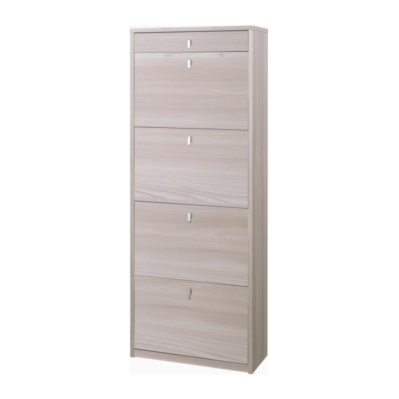 Scarpiera con 4 ante e un cassetto superiore Olmo Chiaro 63x29x h164 cm