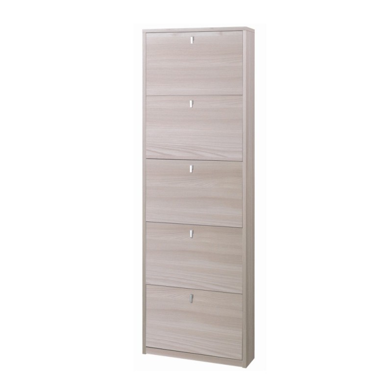 Scarpiera Slim Cinque Ante Olmo Chiaro 63x18x190 cm