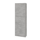 Scarpiera salvaspazio slim con cinque ante Beton Cemento 63x29x h190 cm
