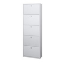 Scarpiera sottile salvaspazio con cinque ante Bianco Cenere 63x29x h190 cm