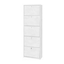 Scarpiera sottile salvaspazio con cinque ante in Bianco Ossido 63x29x h190 cm