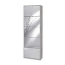 Scarpiera slim salvaspazio con cinque ante a specchio Beton Cemento 63x29x h190 cm
