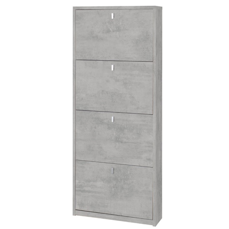Scarpiera salvaspazio con quattro ante Beton Cemento 63x18x h154 cm