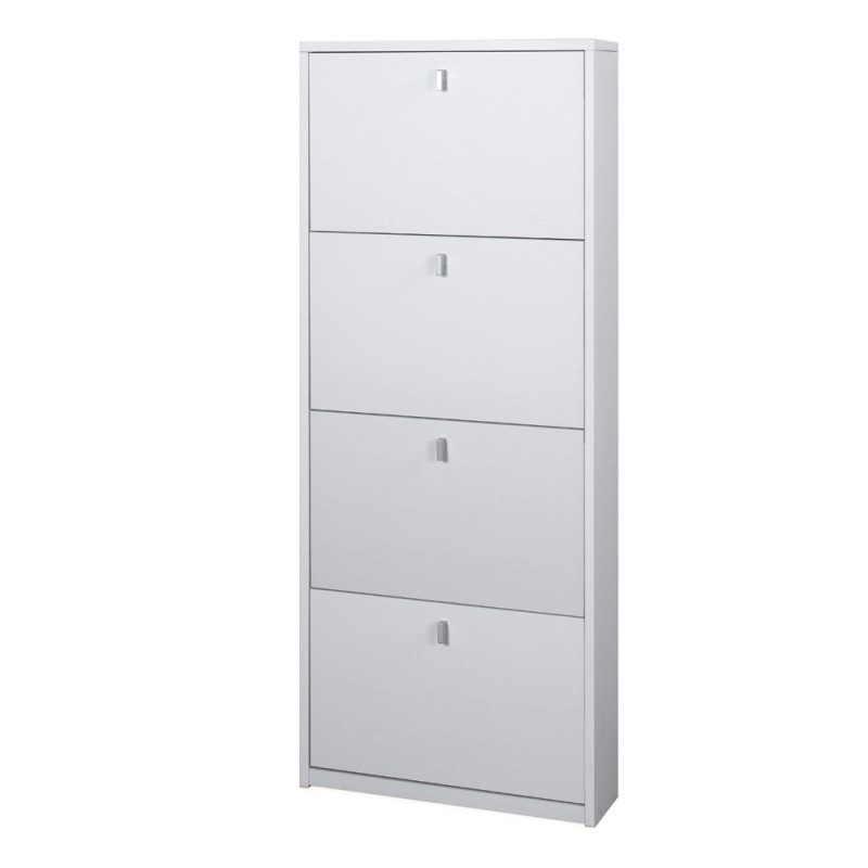 Scarpiera salvaspazio slim con quattro ante Bianco Cenere 63x18x h154 cm