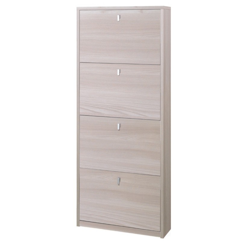 Scarpiera sottile salvaspazio con quattro ante Olmo Chiaro 63x18x h154 cm