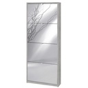 Scarpiera sottile salvaspazio con quattro ante a specchio Beton Cemento 63x18x h154 cm