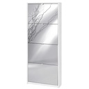 Scarpiera sottile salvaspazio con quattro ante a specchio Bianco Ossido 63x18x h154 cm