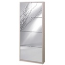 Scarpiera sottile salvaspazio con quattro ante a specchio Olmo Chiaro 63x18x h154 cm