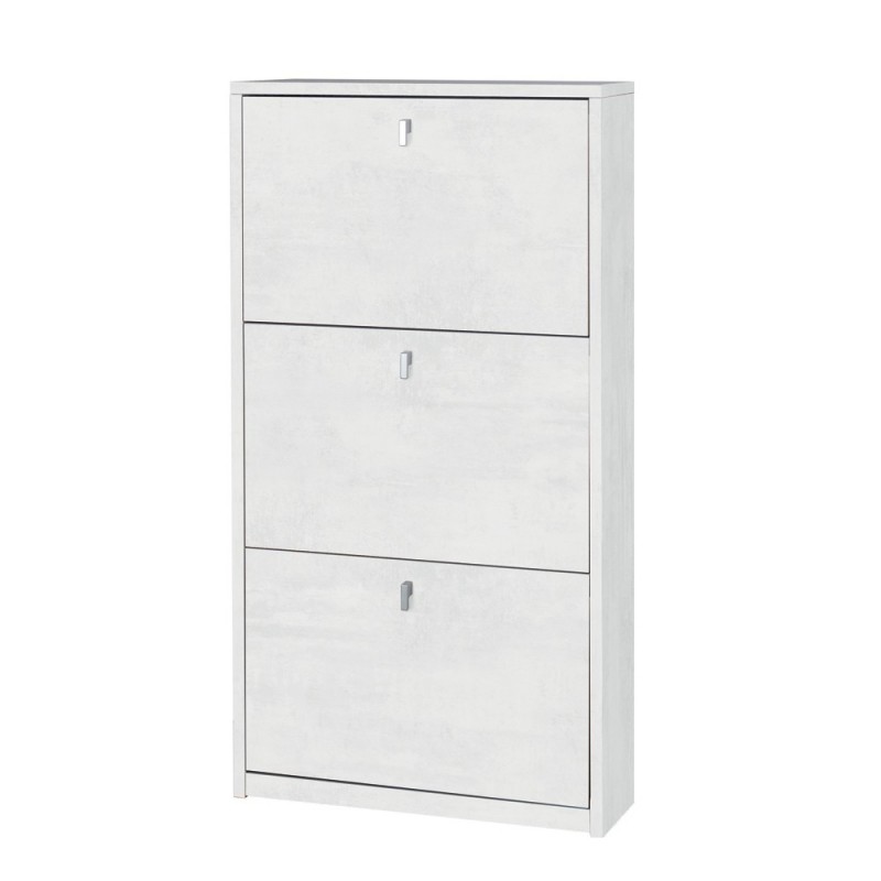 Scarpiera sottile salvaspazio a tre ante in Bianco Ossido 63x18x h117 cm