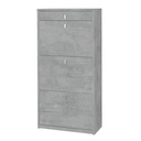 Scarpiera Slim Salvaspazio Tre Ante un Cassetto Beton Cemento 63x29x H127 cm