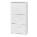Scarpiera sottile salvaspazio con tre ante e un cassetto in Bianco Ossido 63x29x h127 cm