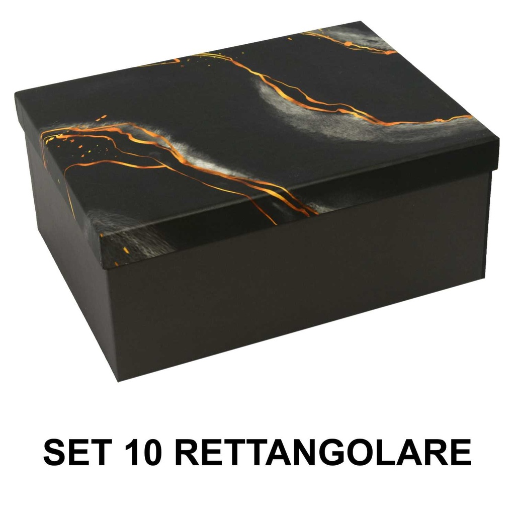 Scatola cartone effetto marmo nero rettangolare cm37,5x29h16