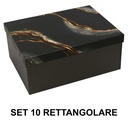 Scatola cartone effetto marmo nero rettangolare cm37,5x29h16